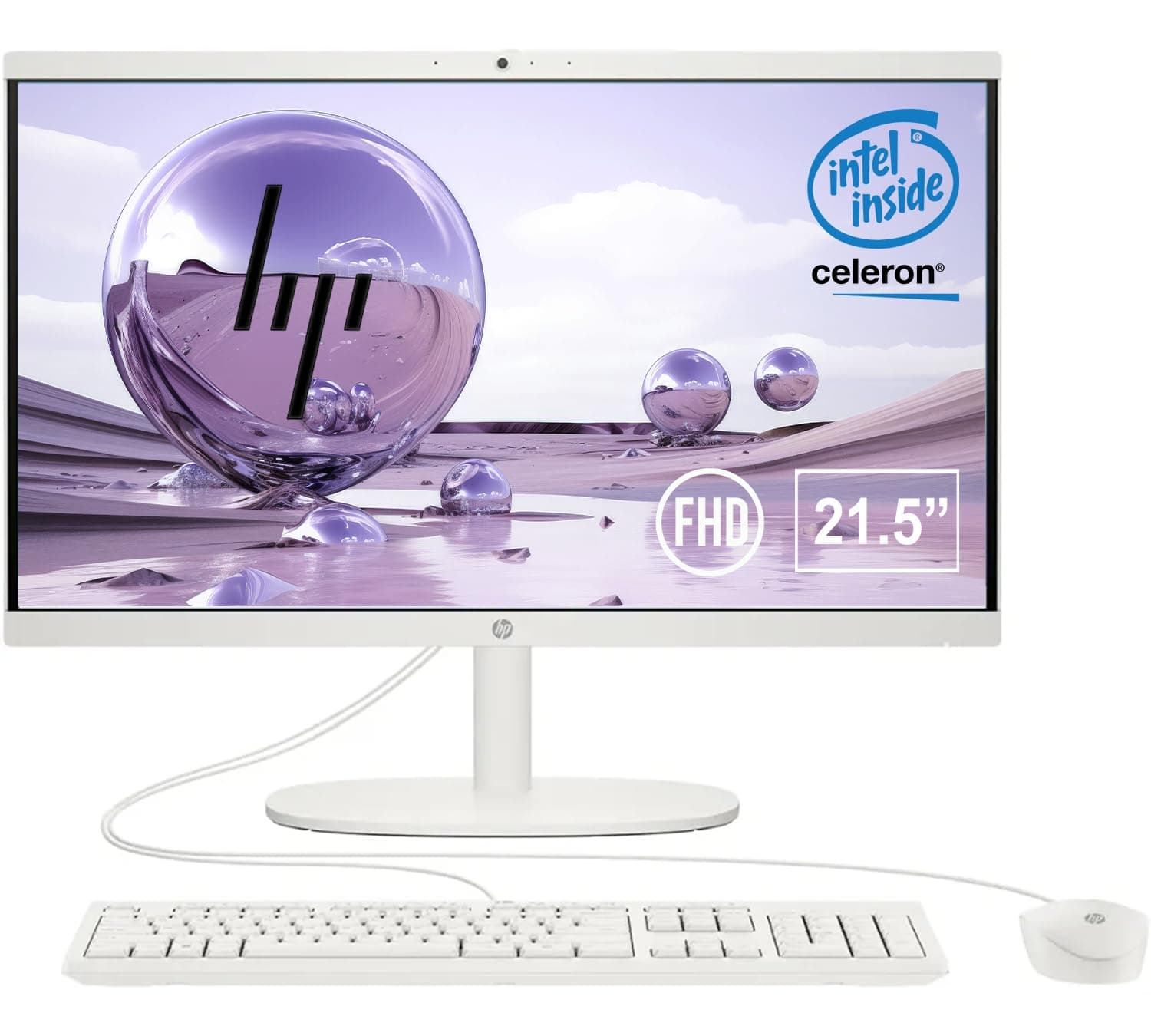 HP All-in-One de 22" FHD | CPU Intel Dual-Core | 32GB DDR4 RAM, 1TB SSD PCIe | WiFi 6, Bluetooth 5.3, RJ45 | Antirreflejo | Gráficos Intel UHD | Puerto USB-C 5 Gbps | Teclado y mouse con cable A220024