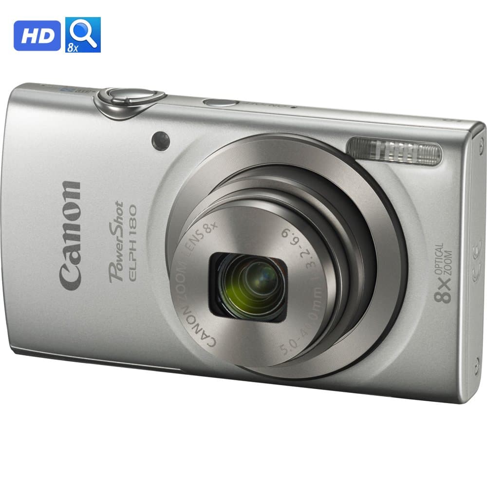 Canon PowerShot ELPH 180 Cámara Digital 20MP Zoom Óptico 8x Video HD (1093C001B) - (Reacondicionada) CRTCNPSE180SRB
