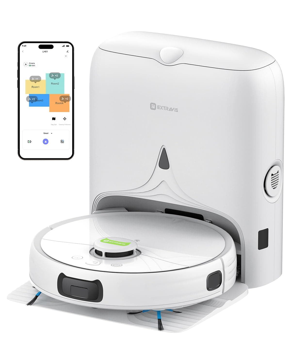 EXTRAVIS V5 PRO Robot Aspirador y Mop con Base Autovaciado y Navegación LDS V501 White