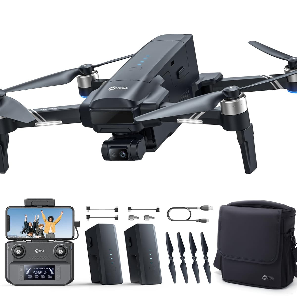 Holy Stone HS600D Drone con Cámara 4K/30fps, Gimbal 3-Ejes, 80 min Vuelo, Transmisión Larga