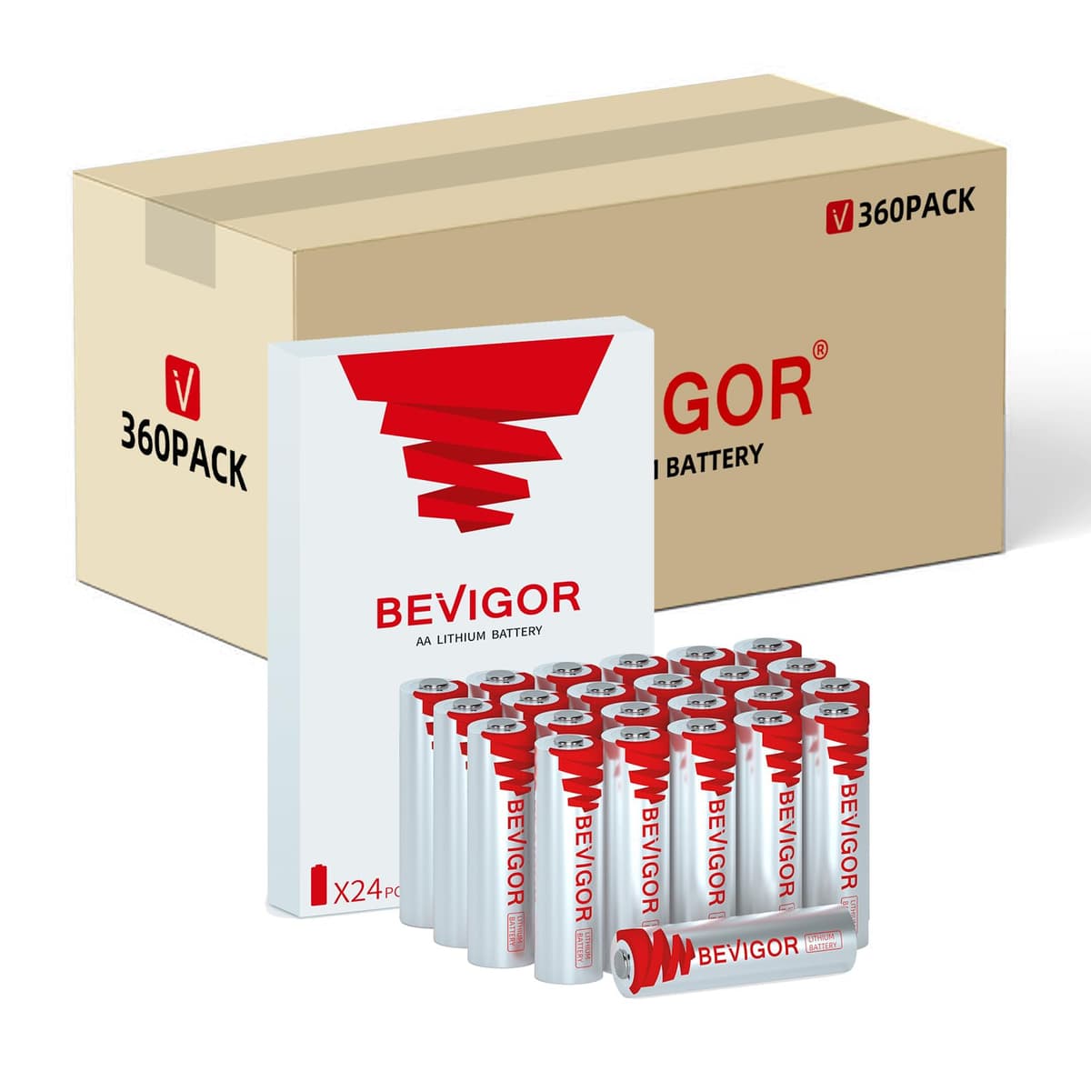 BEVIGOR Lithium AA 3000mAh 1.5V - 360 Pack (Non-Rechargeable)