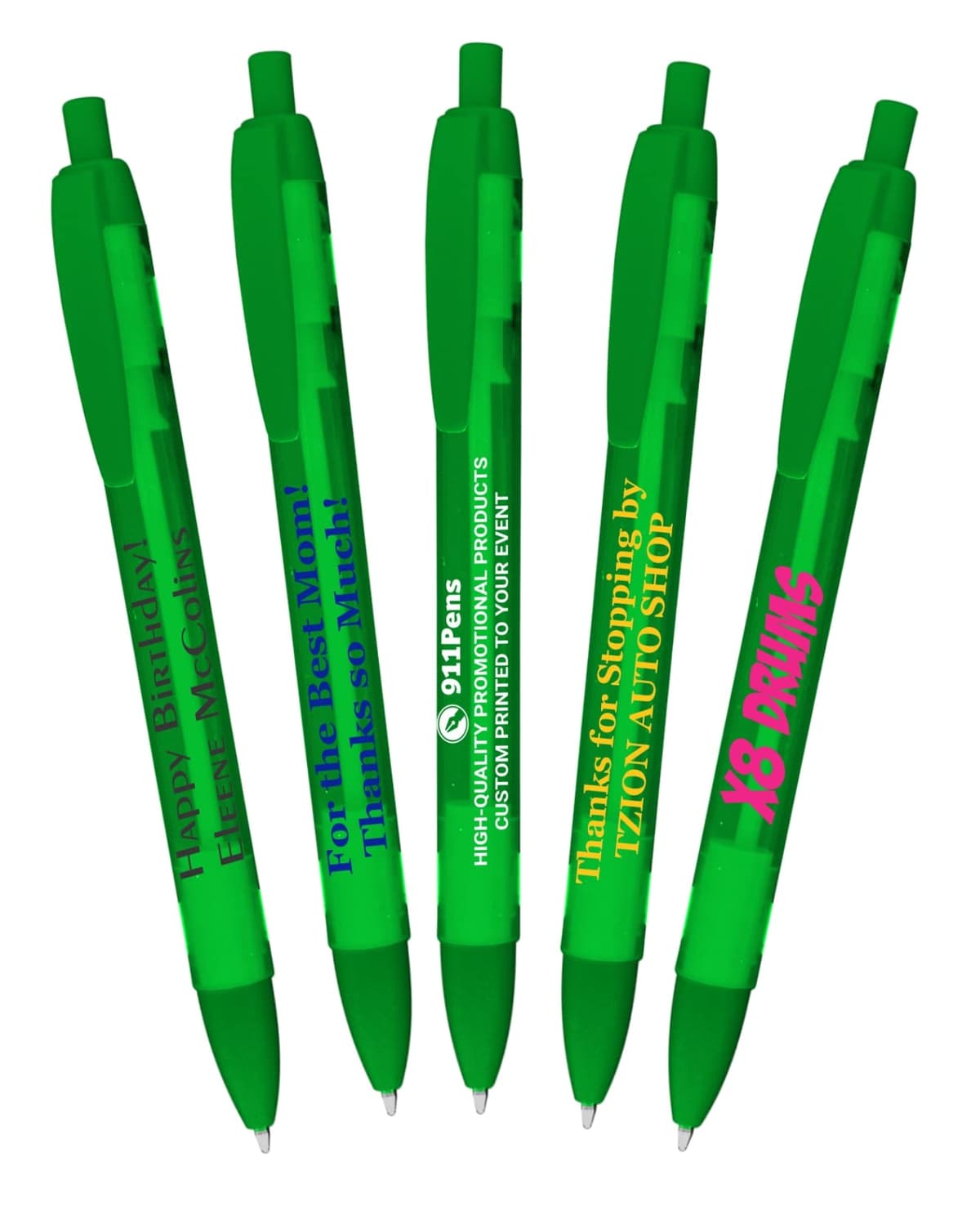 911 Pens Bolígrafos personalizados USA, barril ancho color esmeralda (Pack de 1000) 125CST-1000-Green