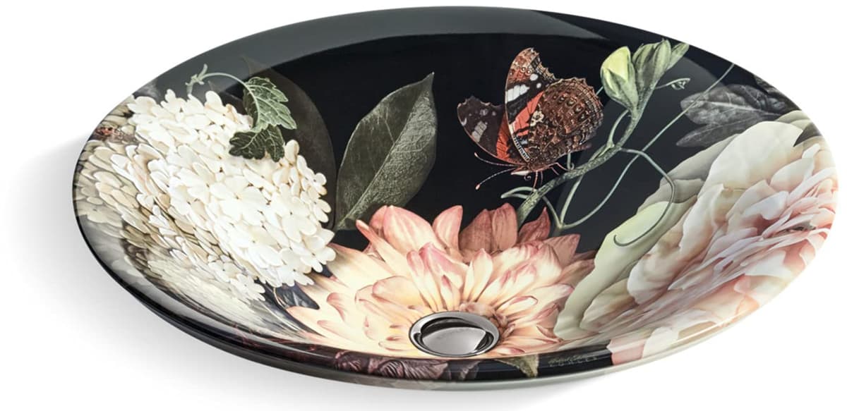 KOHLER 30333-DM1-0 Dutchmaster Carillon Lavabo de Vasija Redondo, diseño floral
