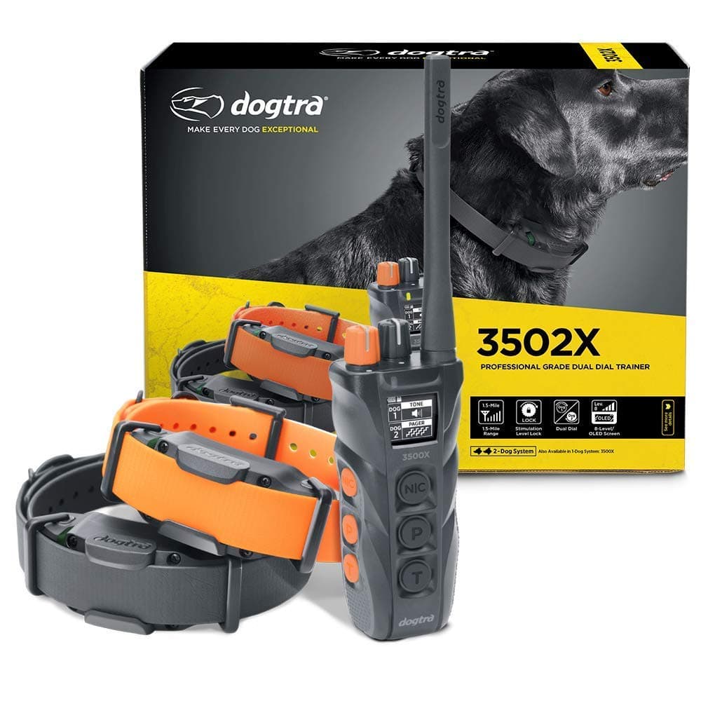 Dogtra 3502X Collar de Entrenamiento E-Collar para Perros de Largo Alcance IPX9K Impermeable 1.5-Millas Expandible Dual DIAL