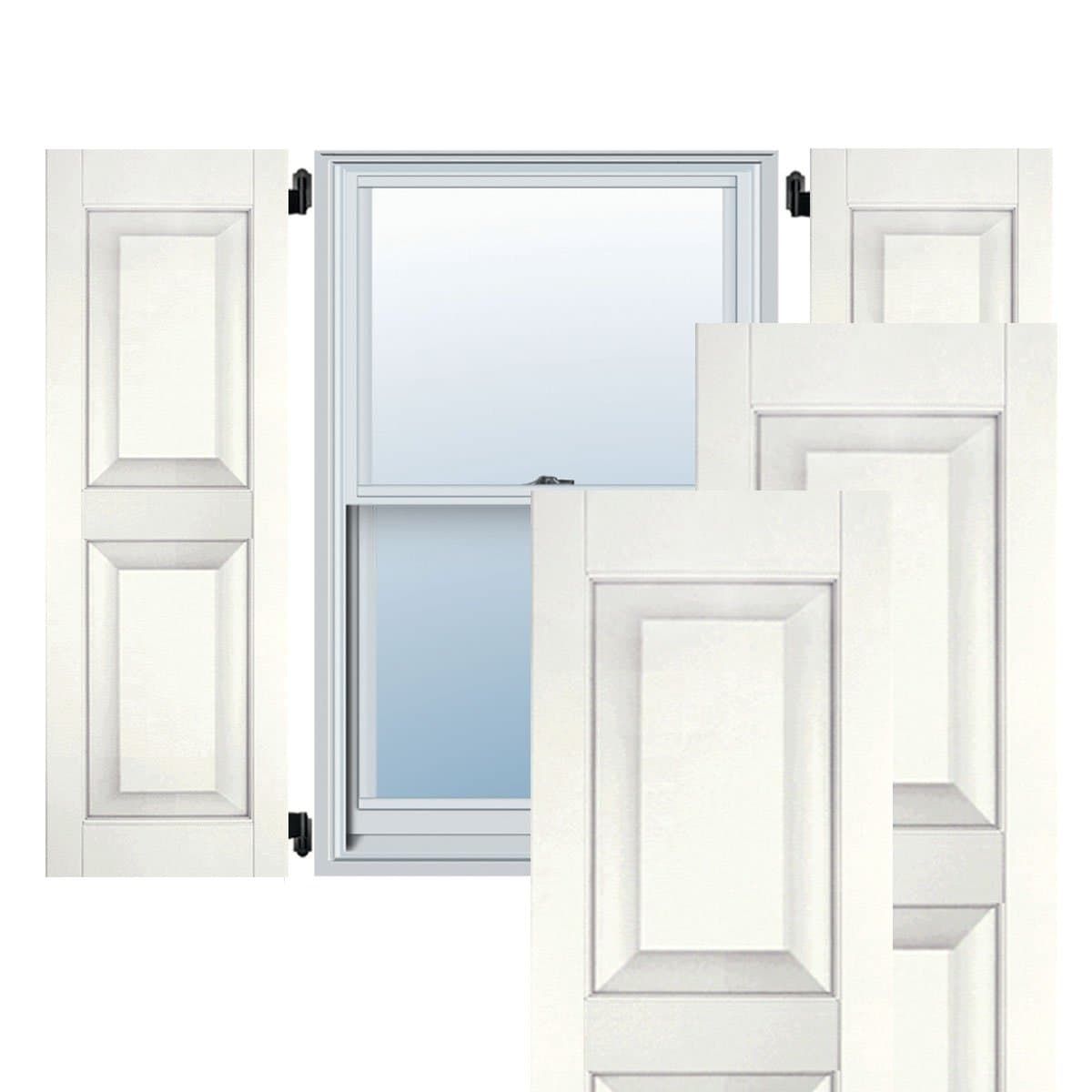 Ekena Millwork RWR18X039WHM postigos exteriores de madera maciza caoba Sapele con panel elevado (por par), 18" x 39", Blanco