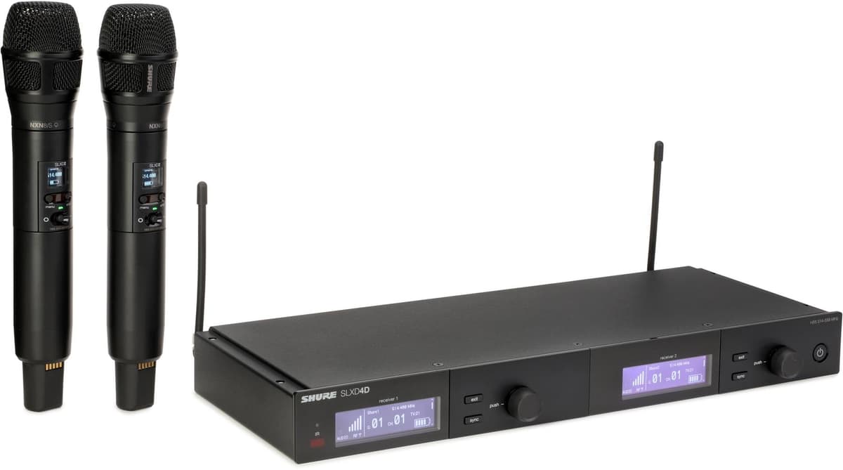 Shure SLXD24D/N8SB Sistema inalámbrico dual con SLXD4D y dos SLXD2 con cápsulas Nexadyne 8/S SLXD24D/N8SB-H55