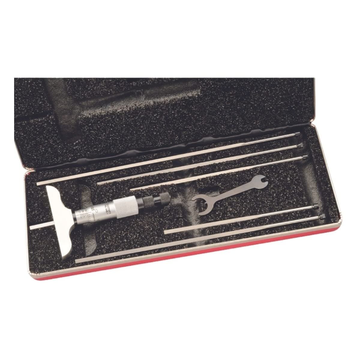 Starrett Micrómetro de profundidad no rotativo 0-6" (.001") con combinación de trinquete y speeder, base 2.5" - 449AZ-6R