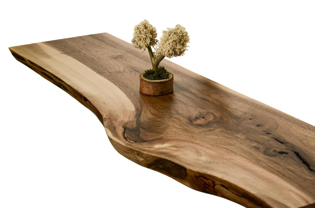Ahşap Habitat EccaShelf mantel flotante de nogal 72" x 8", borde natural