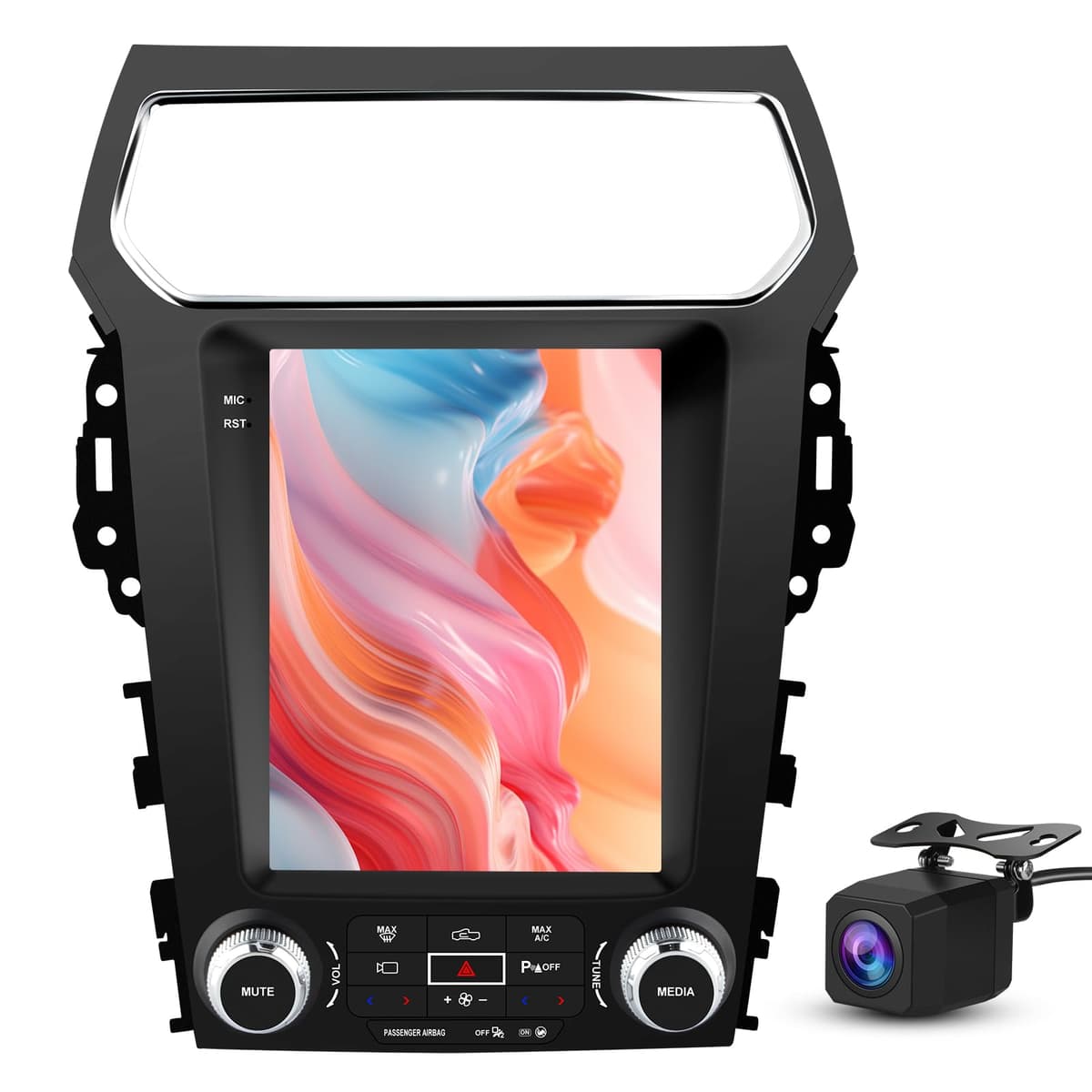 Vratzn Estereo Android 13 para Ford Explorer 2011-2019, Pantalla Tactil 9.7 pulgadas, CPU 8 Nucleos, 4 GB RAM 64 GB ROM con Camara de Retroceso, CarPlay Inalambrico, Android Auto, FM, Bluetooth