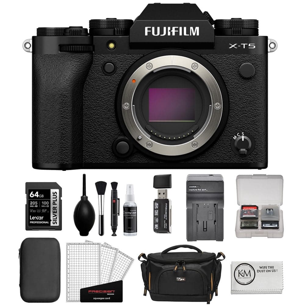 FUJIFILM X-T5 Cuerpo de cámara mirrorless en negro - Bundle con 64GB, estuche, kit y cargador BFUJ16782301-006