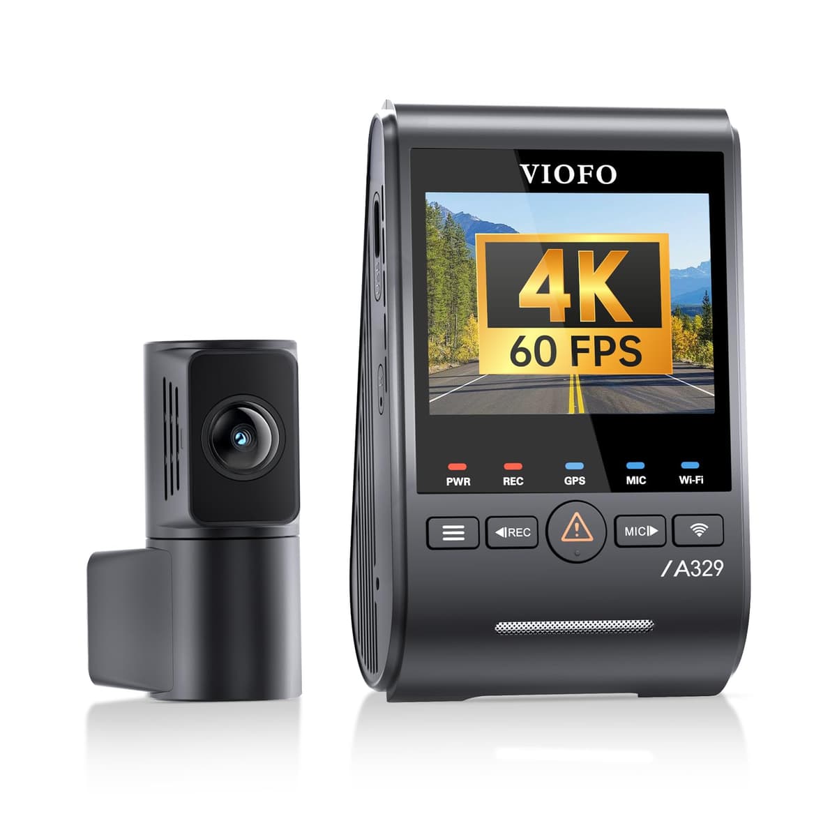 VIOFO A329S Dash Cam 4K 60FPS Front + 2K Rear, Dual STARVIS 2, Wi-Fi 6, Soporta hasta 4TB SSD A329S 2CH