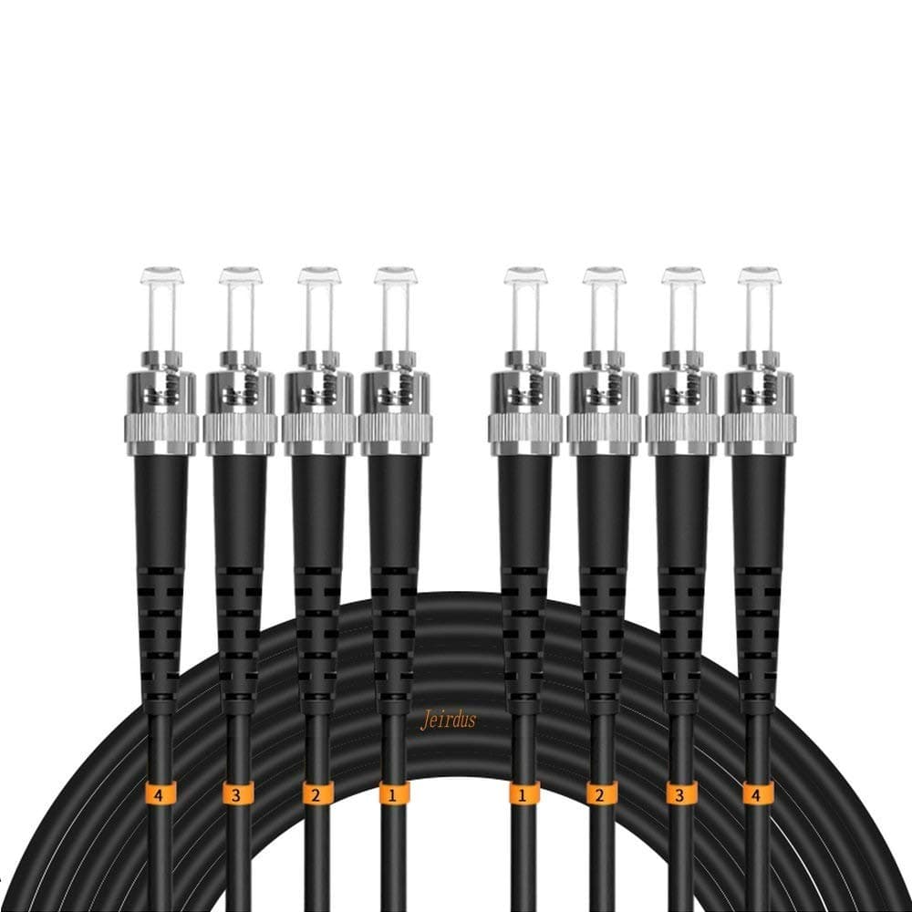Jeirdus Cable de Fibra Óptica Monomodo ST a ST 250 Metros (820 ft) Blindado 4 Núcleos 9/125 - Jumper/Parche Óptico FBM-OASTST4S250