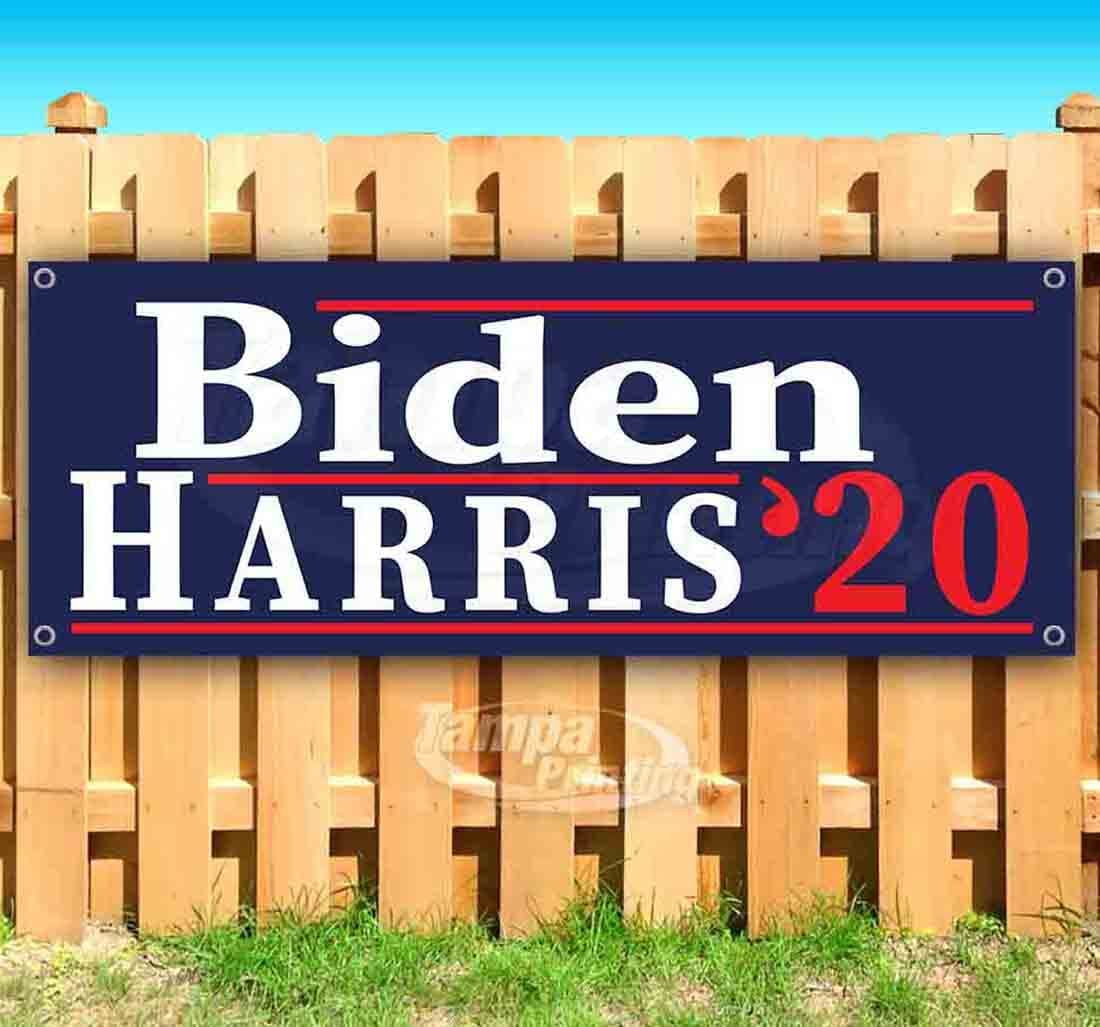TampaPrinting Banner Biden Harris 13 oz Vinilo resistente con ojales metálicos 120 x 270 biden harris blue bg-13