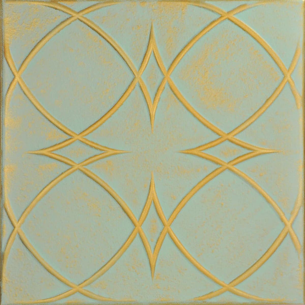 À LA MAISON CEILINGS R82 Placa de techo de espuma para pegar Círculos y Estrellas (384 sq. ft./caja), paquete de 144, Oro Musgo R82gm-144