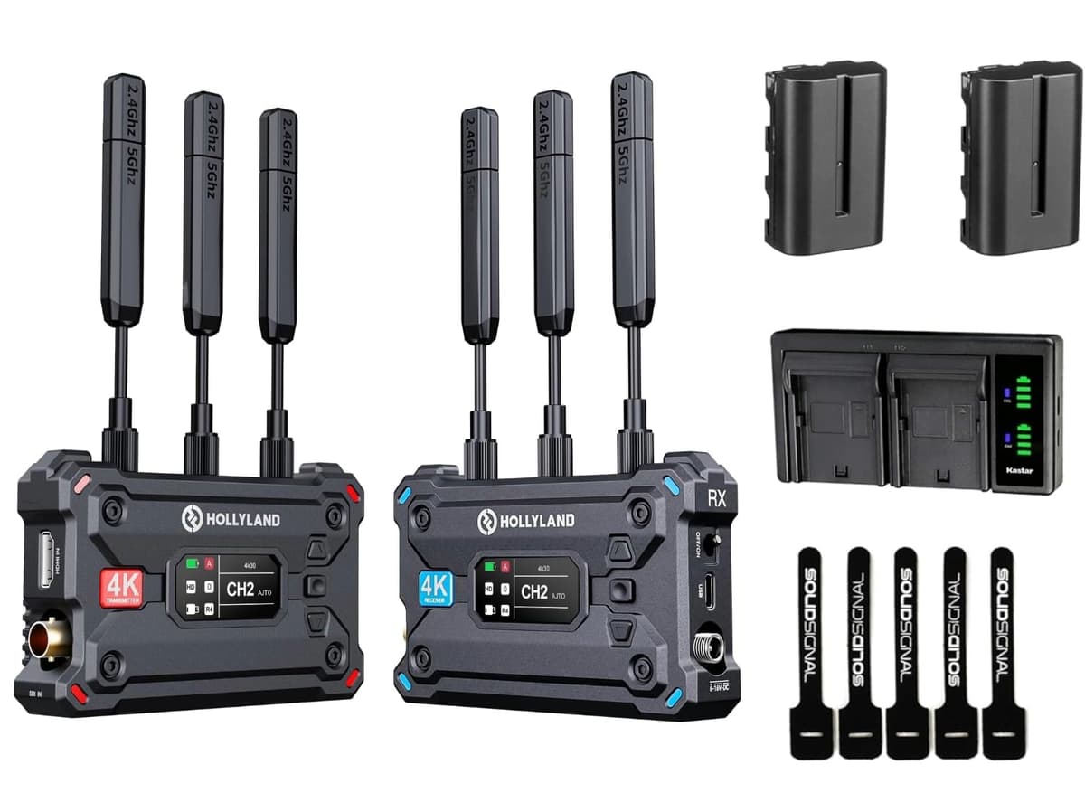 Solid Signal Hollyland Pyro S Wireless Video Transmission System - Transmisión HDMI/SDI 4K30, hasta 1300 ft, incluye 2 baterías NPF-570 y cargador