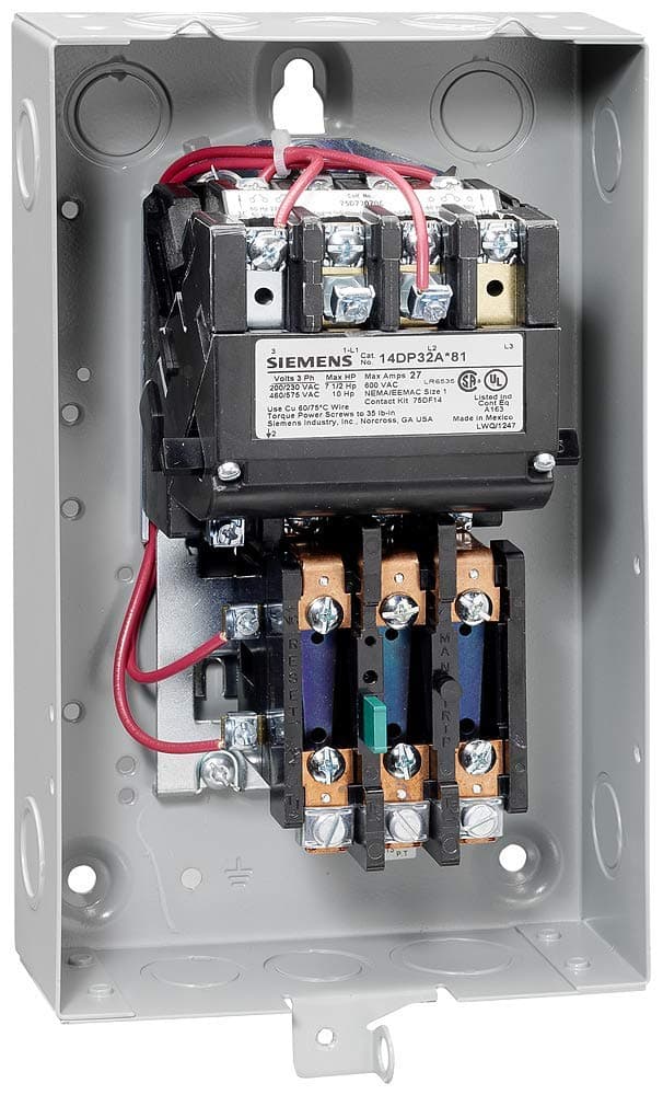 Siemens 14DP12BD81 Arrancador de motor, 2 polos, 27A, carcasa NEMA 1