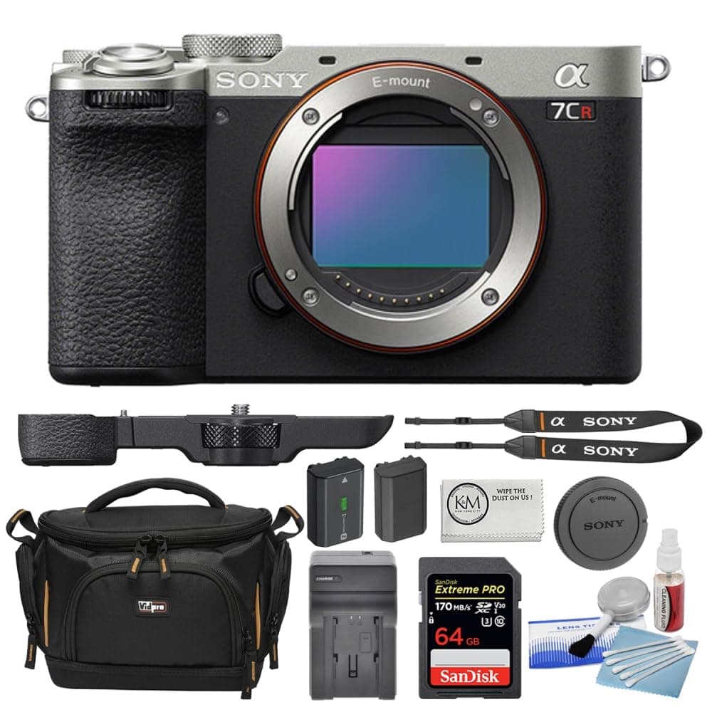 Sony a7CR Mirrorless Camera Silver + 64GB + Cargador + Kit de limpieza + Funda + Paño BSONILCE7CRS-002