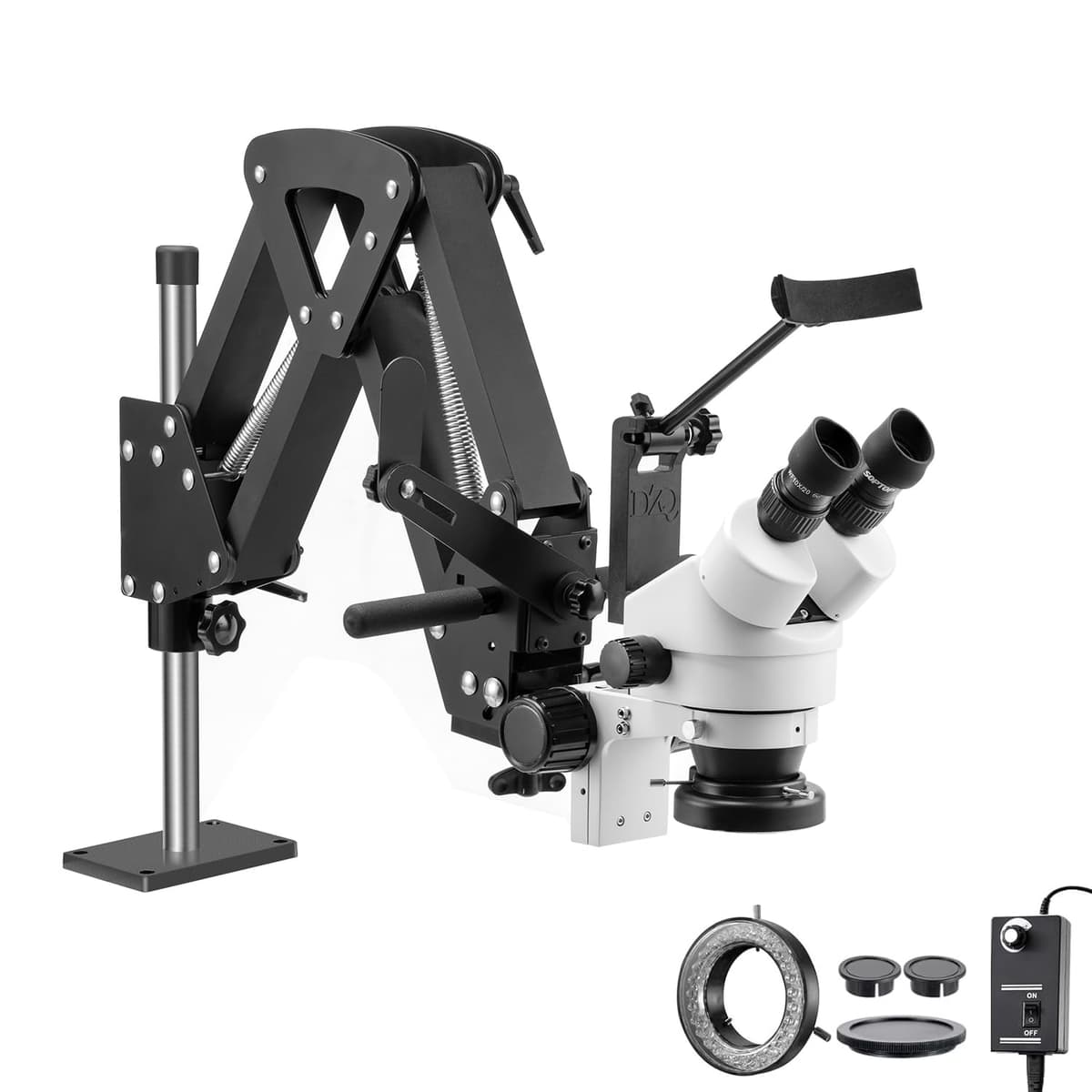 Microscopio multidireccional DZQ con soporte de resorte, microscopio para joyería 7X-45X, soporte para incrustación de microjoyas con anillo de luz LED ZQ-1X New