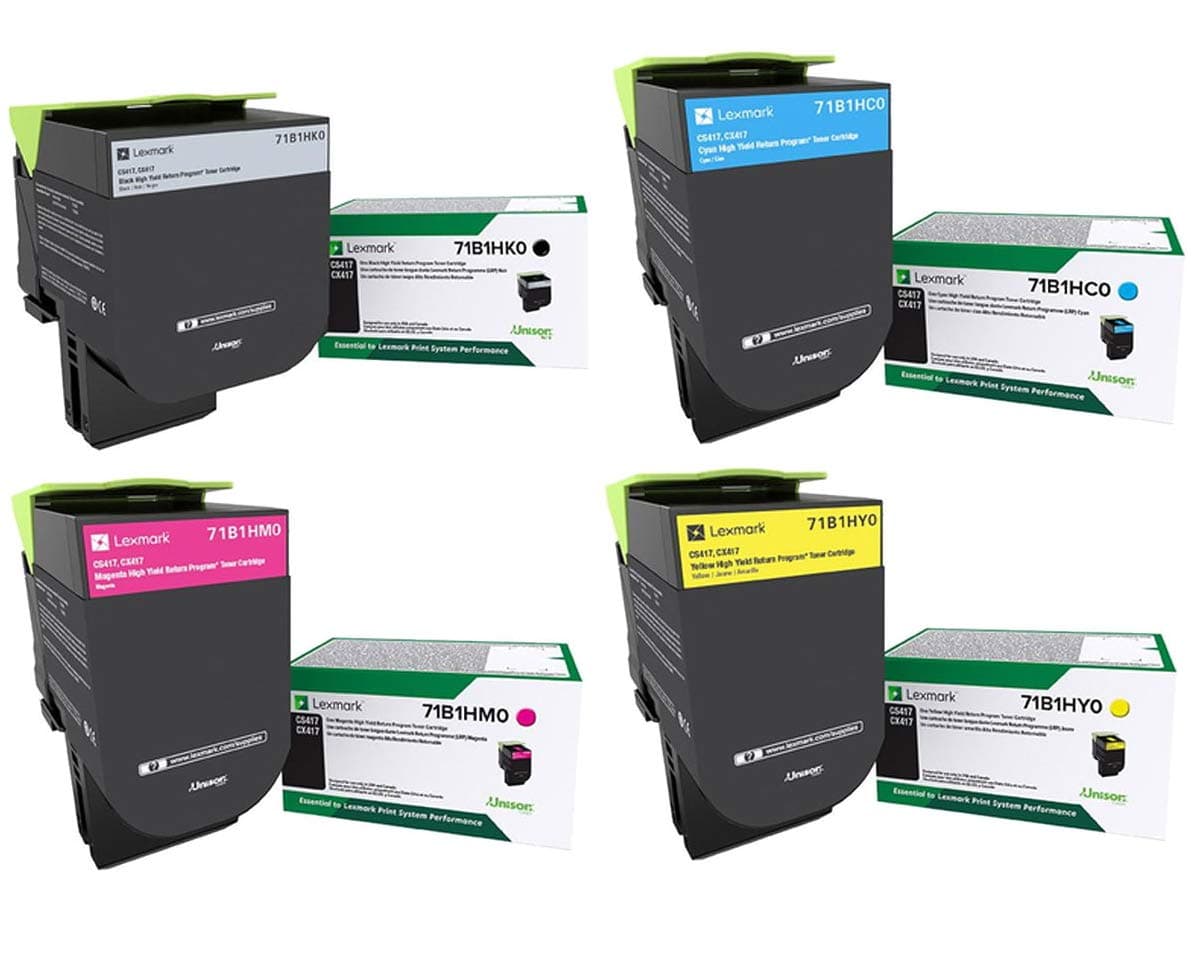 Lexmark 4-Color High Yield Toner Cartridge Set para CS417/CS517/CX417/CX517 71B1HC0