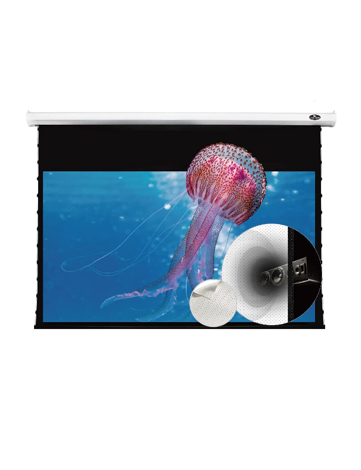 VIVID STORM SINCE 2004 Pantalla motorizada VIVIDSTORM 110" perforada acústica blanca para proyectores normales V6JLPW110H