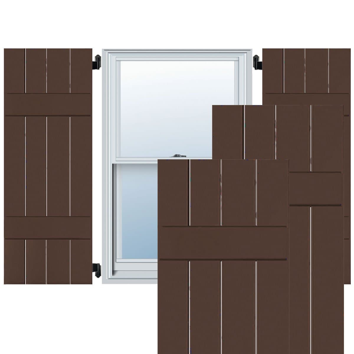 Ekena Millwork RWB15X048TBM persiana exterior de madera auténtica Board-n-Batten 15" x 48" (par)