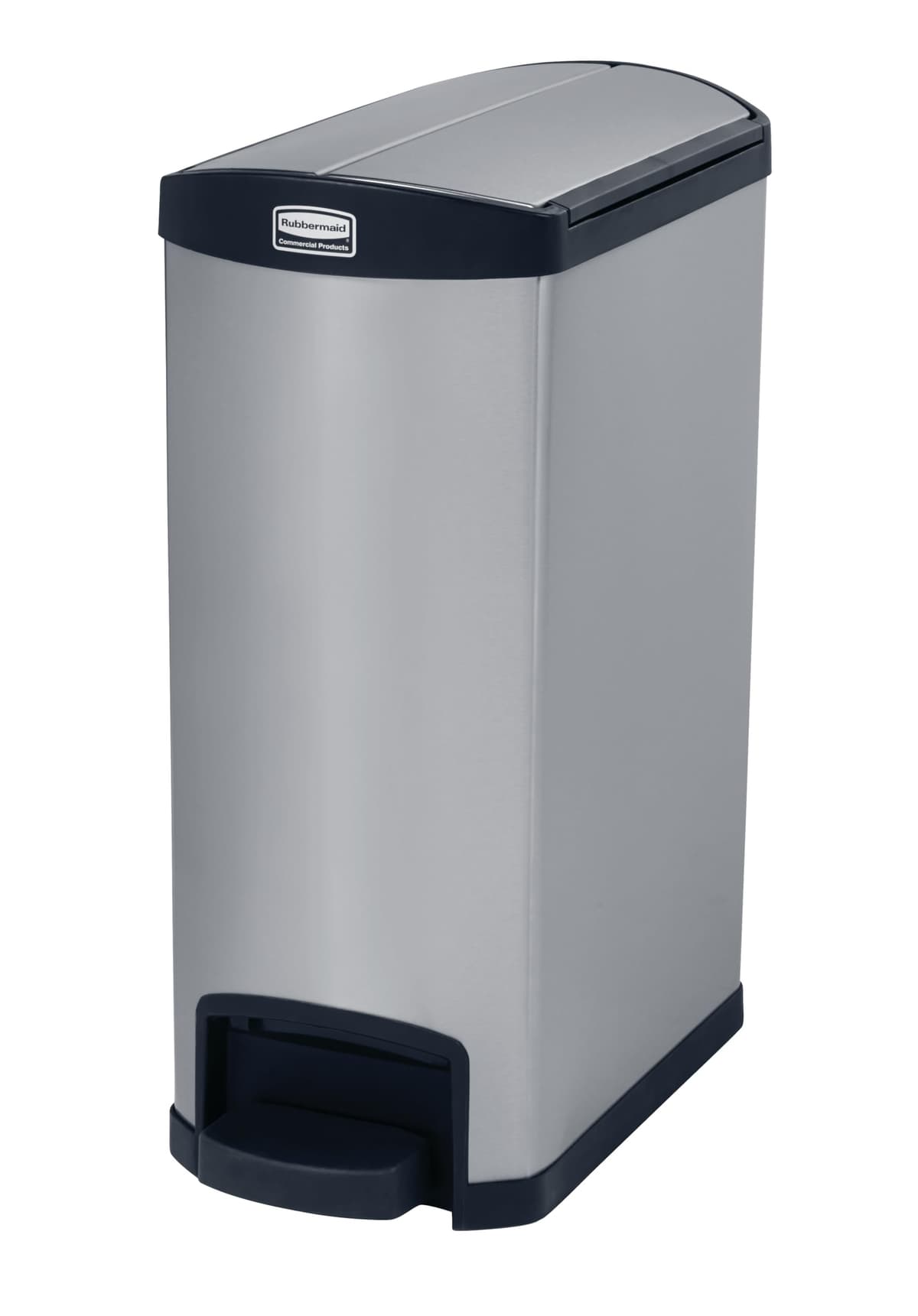 Bote de basura con pedal Impressions Metal End Step 13 gal, acero inoxidable, Rubbermaid 1901993