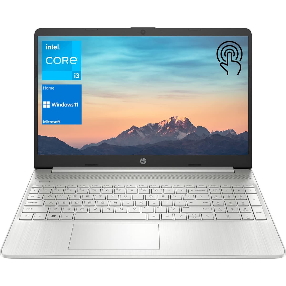 HP Notebook Laptop, pantalla táctil HD 15.6", Intel Core i3-1115G4, 16GB RAM, 512GB SSD PCIe, cámara web, USB-C, HDMI, lector de tarjeta SD, Wi-Fi, Windows 11 Home, plateado TPN-Q222