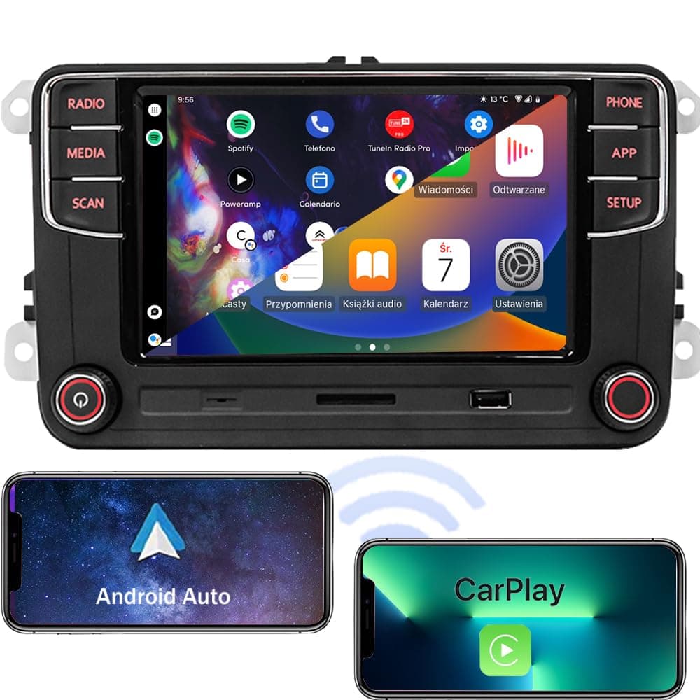 SCUMAXCON Radio para Auto RCD360 PRO3S Carplay Inalámbrico Android Auto OPS Bluetooth USB SD FM/AM Pantalla Táctil 6.5" para Golf MK5 Passat Jetta Polo EOS CC (Función de Cámara de Retroceso Desactivada) VWA6450-cm US