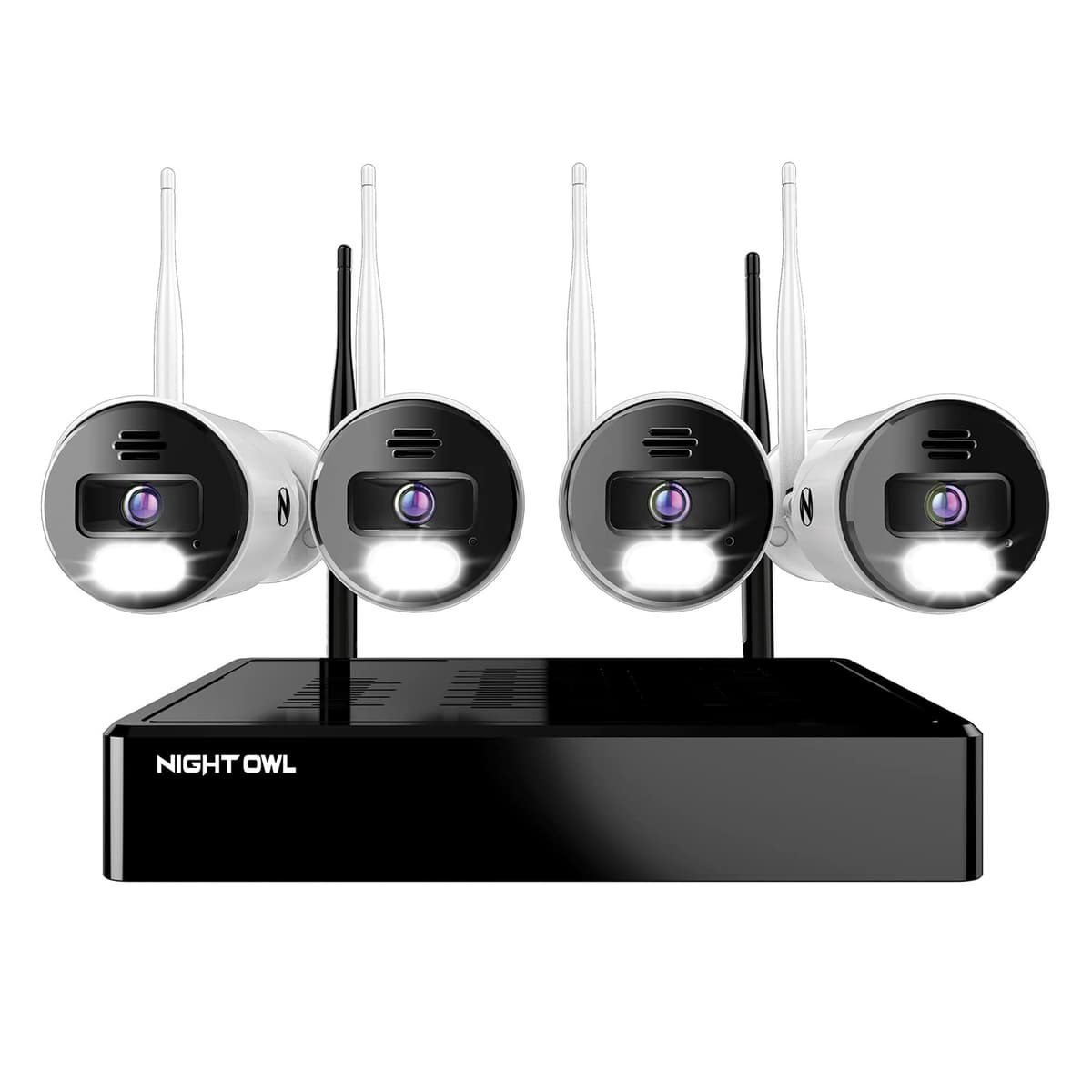 Night Owl Sp, Llc Night Owl Sistema de Cámara de Seguridad para el Hogar con Video Bluetooth de 10 Canales con (4) Cámaras Spotlight Wi-Fi IP 4K HD para Interior/Exterior, Audio Bidireccional y Disco Duro de 1 TB, BTWN8-4L1