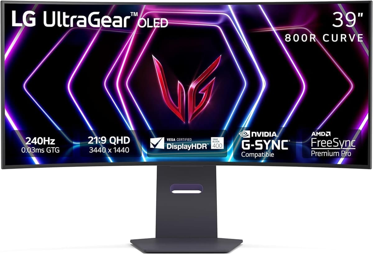 LG UltraGear 39GS95QE Monitor OLED Curvo 39" WQHD 240Hz 0.03ms, 800R, HDMI 2.1, G-Sync Compatible 39GS95QE-B.AUS
