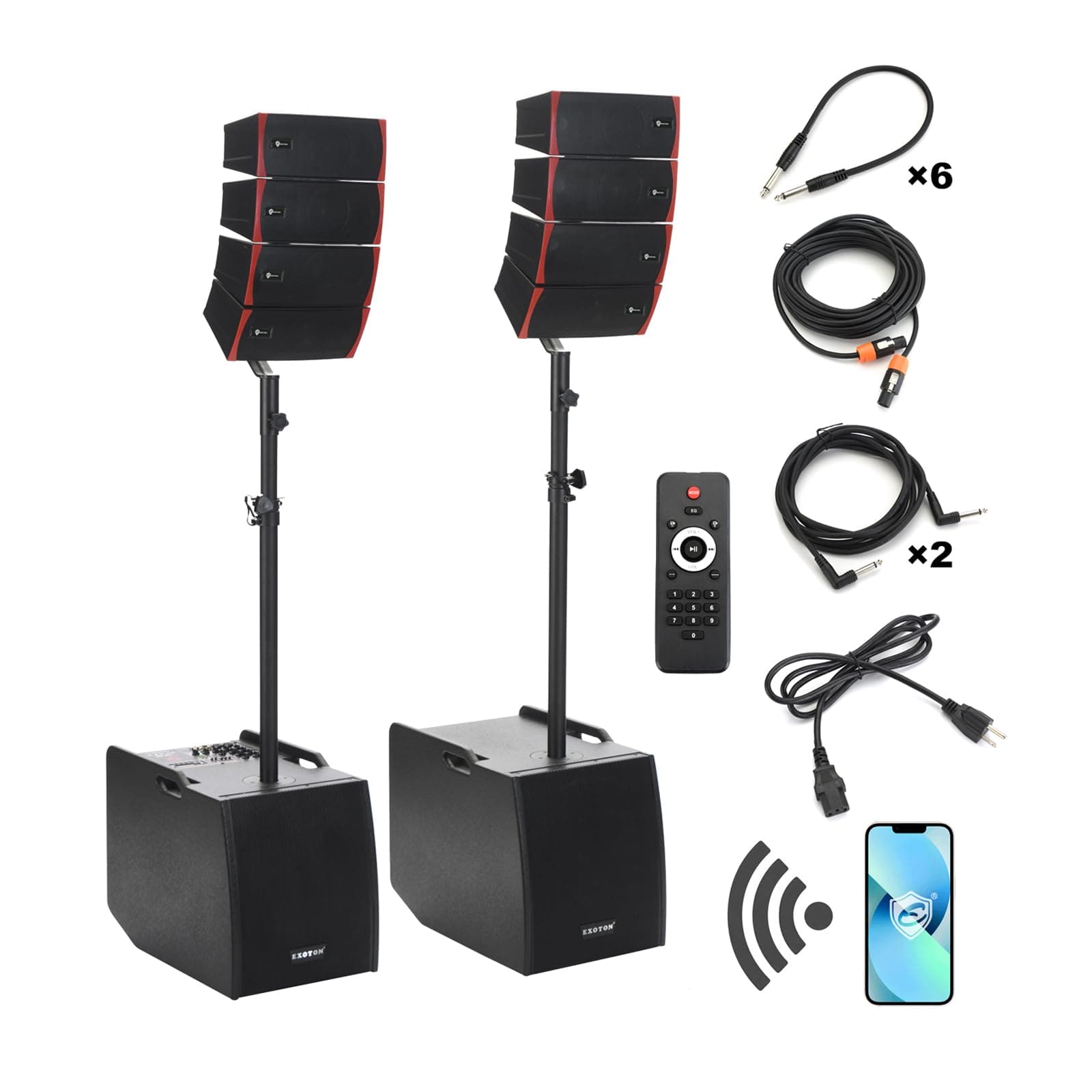 EXOTON LVP-212 3000W Active Line Array System 12" Subwoofers + 8 Line Array 765939917620