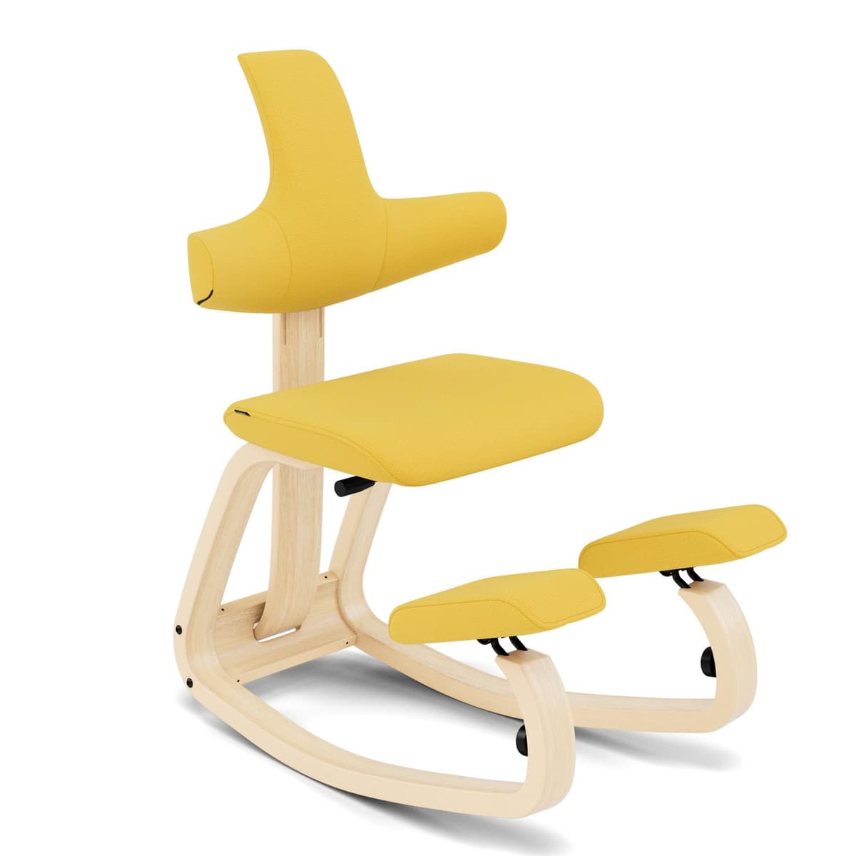 Varier ThatSit Balans silla de rodillas ergonómica ajustable con respaldo, amarillo/natural, 10 años de garantía THATSIT+BACK-1250REV164NAT