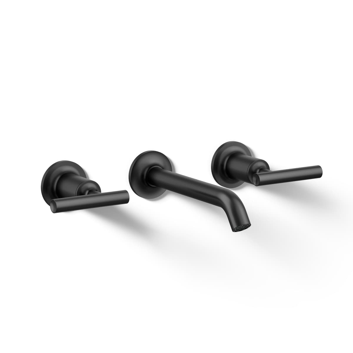 Kohler T14413-4-BL Purist Grifo de pared para lavamanos con manijas de palanca, 1.2 gpm, Negro mate