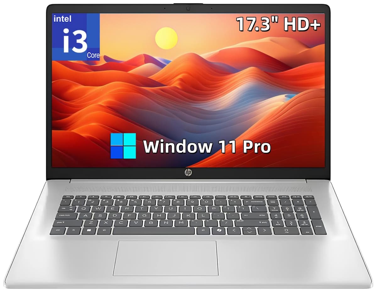 HP Laptop 17 pulgadas, pantalla FHD IPS de 17.3", procesador Intel i3-N305 (8 núcleos), 32 GB DDR4, SSD 2 TB, gráficos Intel UHD, antirreflejo, teclado numérico, Wi-Fi 6, tecla Copilot, carga rápida, Windows 11 Pro