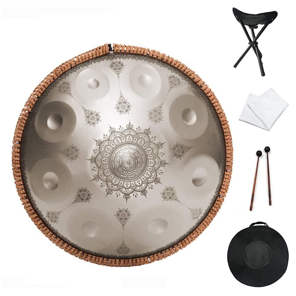YUANZHOU Handpan Tongue Drum 9 Notas 22 Pulgadas Mandala Tank Drum Instrumento de Percusión de Acero con Bolsa de Viaje 15191