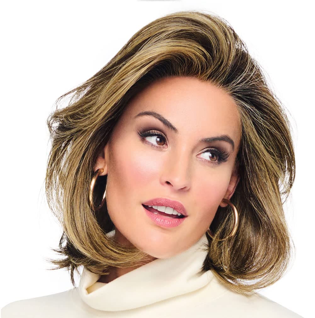 Hair u wear Raquel Welch Flying Solo peluca estilo page boy a la altura del hombro, 100% anudada a mano, casquete Petite-Average, RL11/25SS Honey Pecan