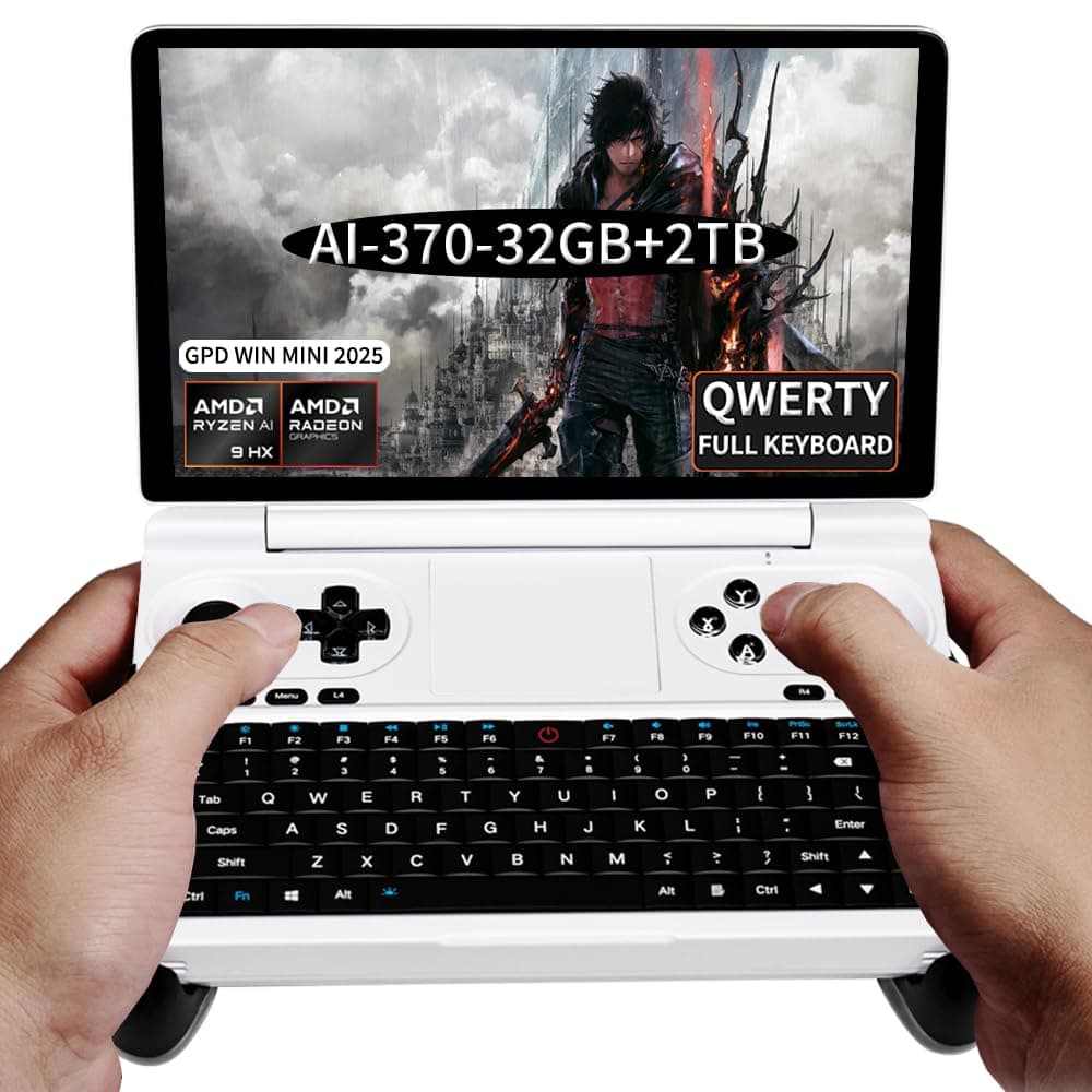 LANRUO GPD Win Mini 2025 [White-AMD AI 370-32GB+2TB] 7 Pulgadas Mini Consola Portátil Win 11 PC Videogame Gameplayer 1920X1080 Pantalla Táctil Laptop Tablet PC