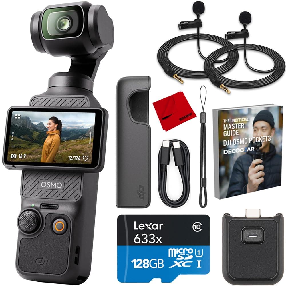 DJI Osmo Pocket 3 Bundle - Cámara gimbal 1" 4K120fps con 128GB microSD y accesorios Deco Gear E4DJIOSMOPOCK3