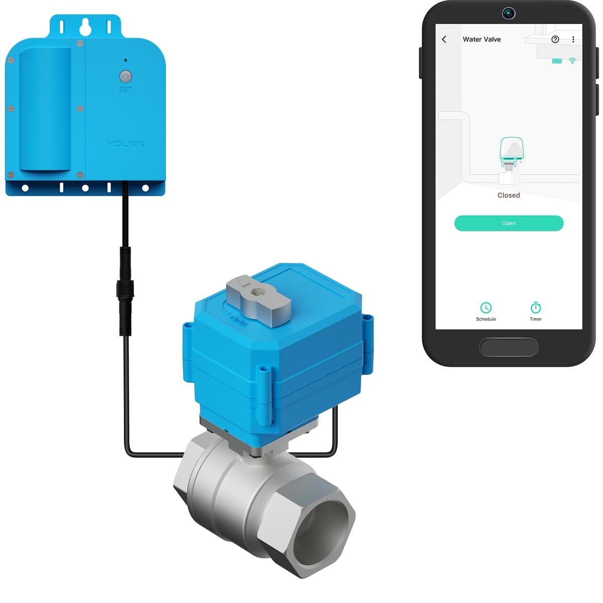 YoLink X3 Valve Controller Kit NSF - Válvula de esfera 2" acero inoxidable, LoRa, batería 10+ años, requiere hub YS-5001+DN50S
