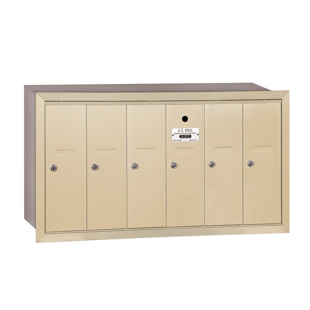 Salsbury 3506SRU Buzón vertical empotrado de 6 puertas con acceso USPS, sandstone