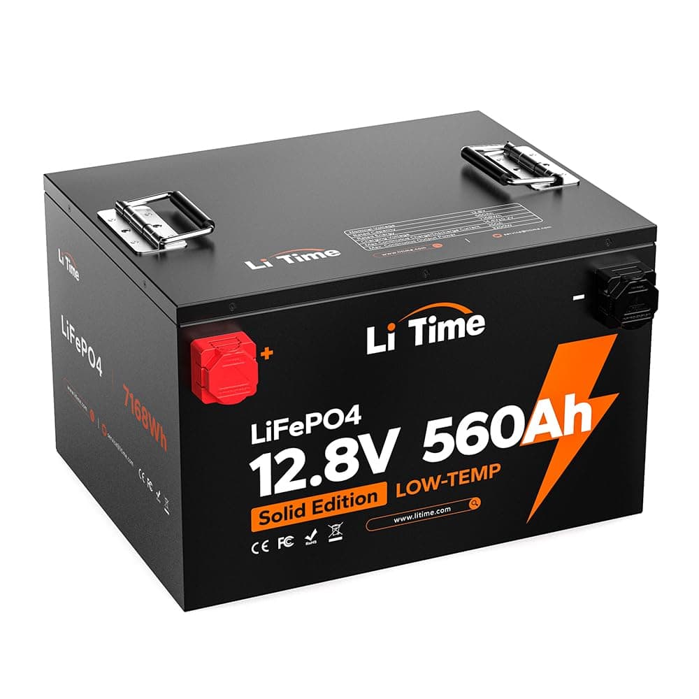 Litime Batería LiFePO4 12V 560Ah, Max. 15000 Deep Cycle RV Battery, 250A BMS, 7168Wh L12V560-250-LTCP-8-S560