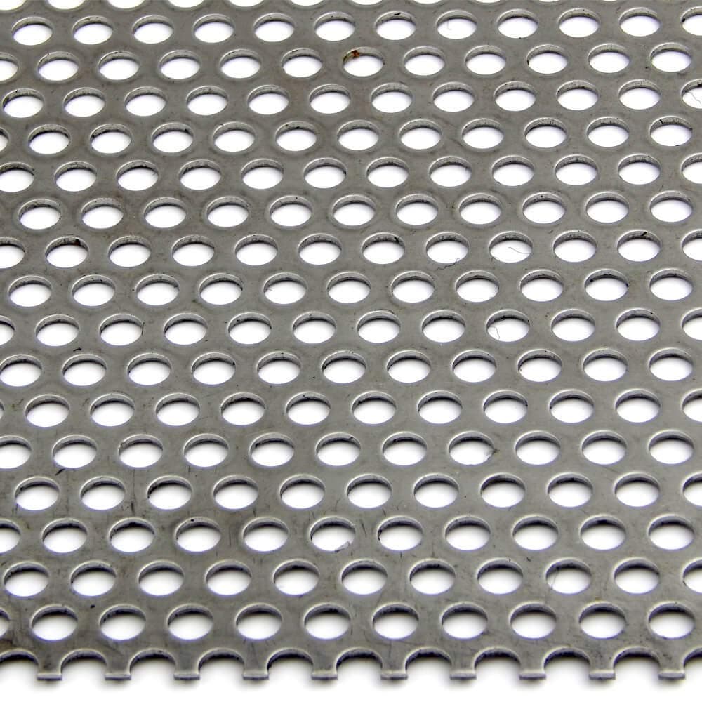 Online Metals Hoja perforada acero inoxidable 304 sin pulir 0.12" espesor 36"x36" agujeros 0.125" escalonados 13506