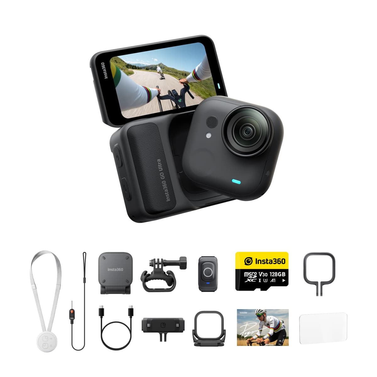 Insta360 GO Ultra Premium Cycling Bundle - Cámara manos libres 4K con accesorios para ciclismo CINSABEA