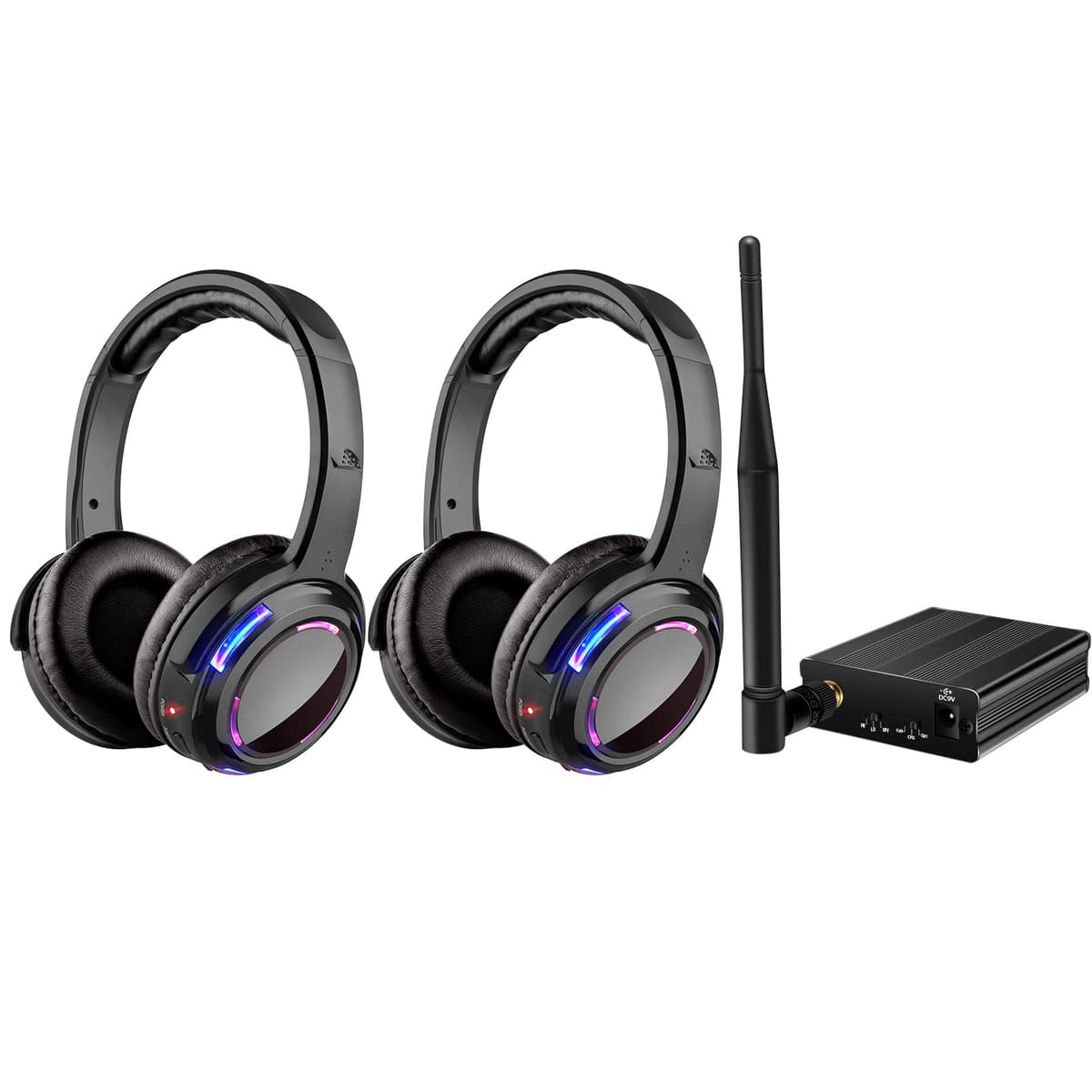 AYVVPII Silent Disco UHF9-series - 30 audífonos LED inalámbricos + 2 transmisores Silent UHF9-series