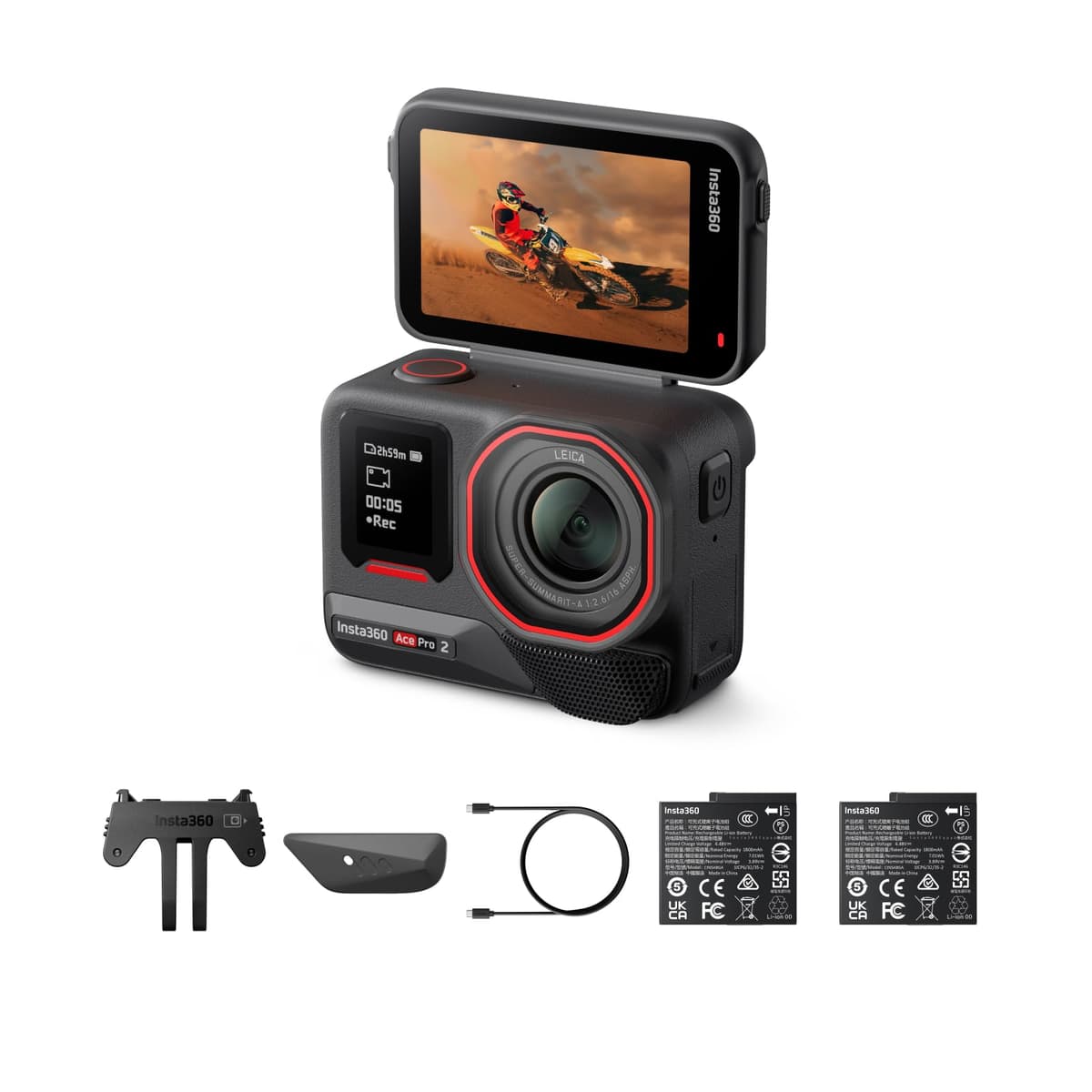 Insta360 Ace Pro 2 Dual Battery Bundle - Cámara de acción 8K co-desarrollada con Leica CINSBBGA-2B