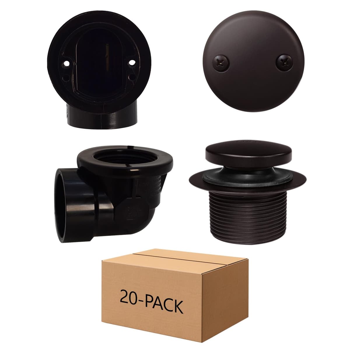 Westbrass D534-20-12 Kit Plomero de Desagüe Tipo Tip-Toe 1-1/2" con Codos de Dos Orificios, Bronce Aceitado (Paquete de 20)
