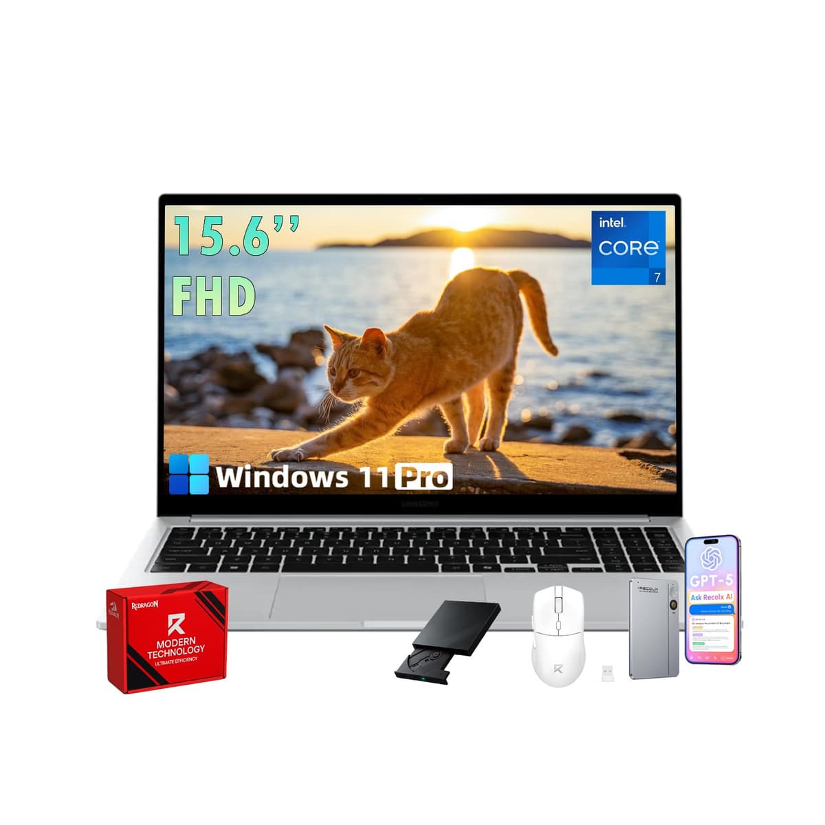 Samsung Galaxy Book4 para negocios - Windows 11 Pro, pantalla FHD de 15,6", procesador Intel 10 núcleos 7 (150U hasta 5,4 GHz, 12 MB Smart Cache), 15 horas de batería, antirreflejo (16 GB RAM | 512 GB SSD)