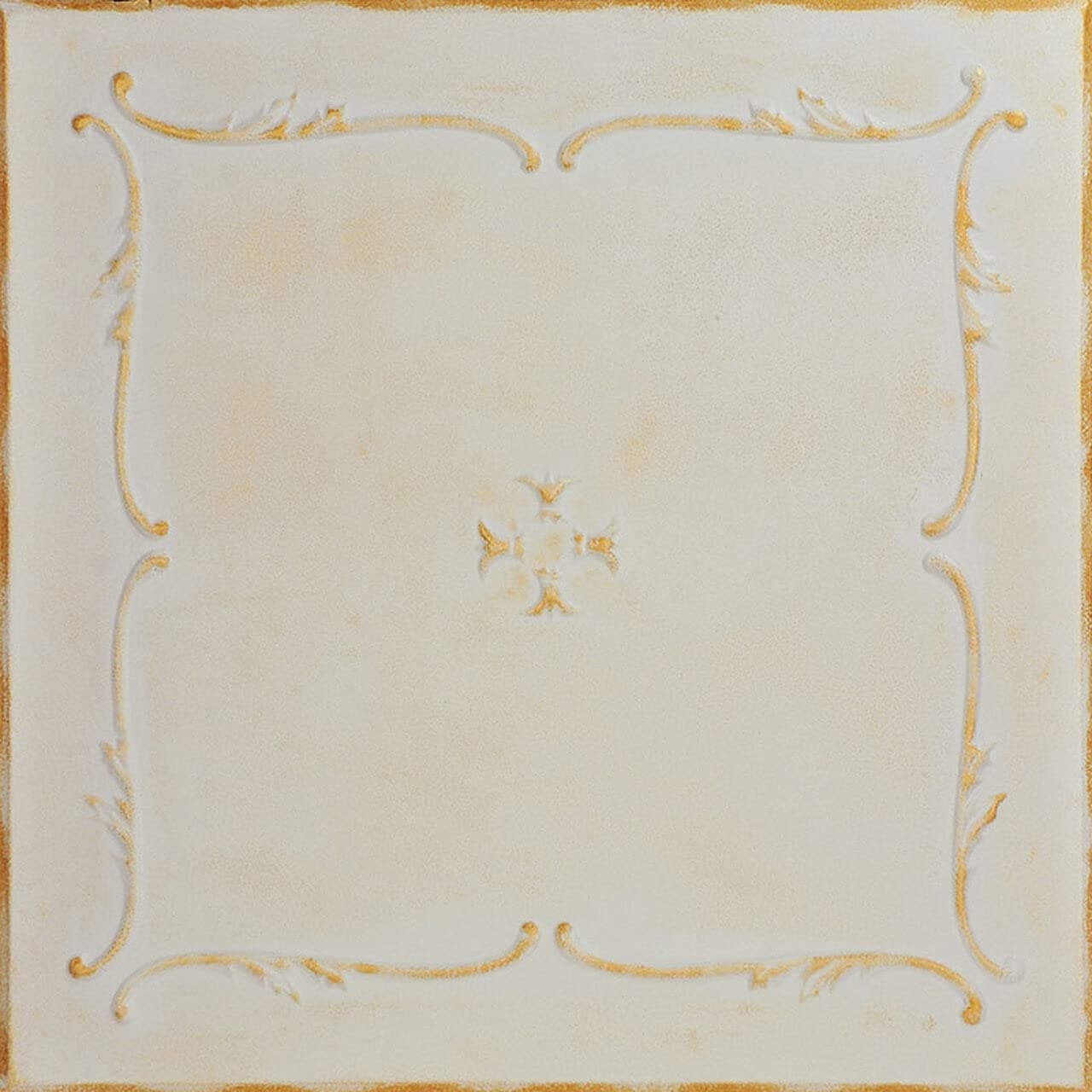 À LA MAISON CEILINGS R05 Spring Buds Foam Glue-up Ceiling Tile, Pack of 96, White Washed Gold R24-96pw