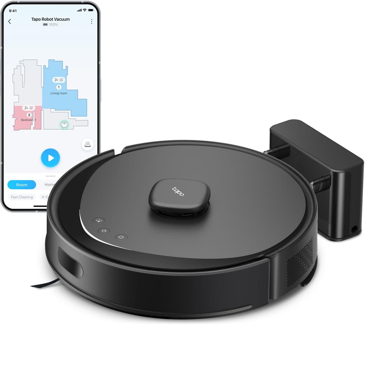 Tapo RV30 Max - Robot aspiradora y trapeadora con navegación LiDAR inteligente, 5300Pa máx., 97%+ de recolección de polvo, limpieza personalizable, autocarga, compatible con Alexa & Google Home