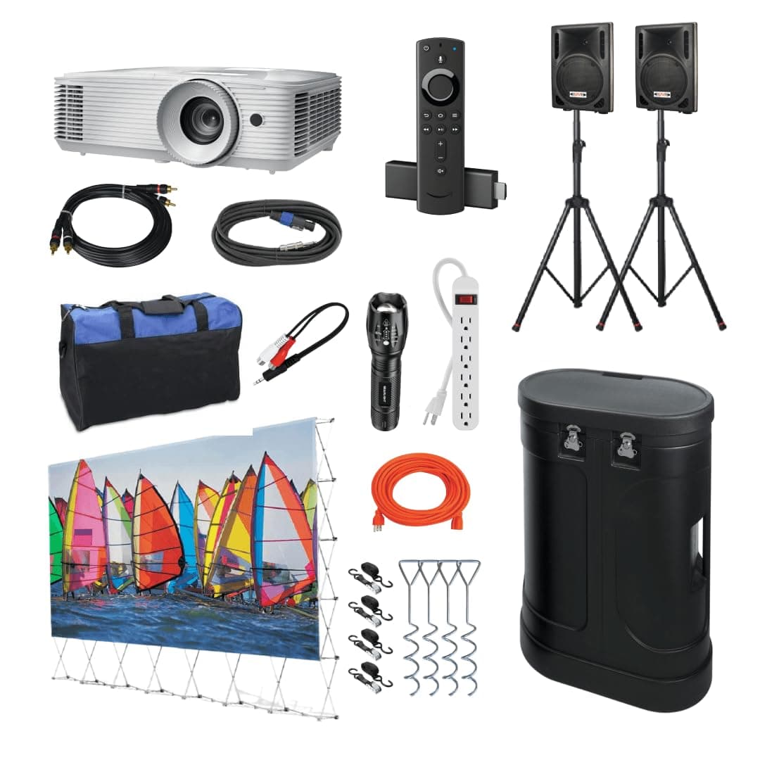 Backyard Theater Systems QuikScreen BT-300 Sistema de cine completo 12' con proyector 4K 4500 lúmenes BT-200